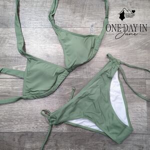 CharmLeaks Tie Side Halter Bikini Swimsuit Size S